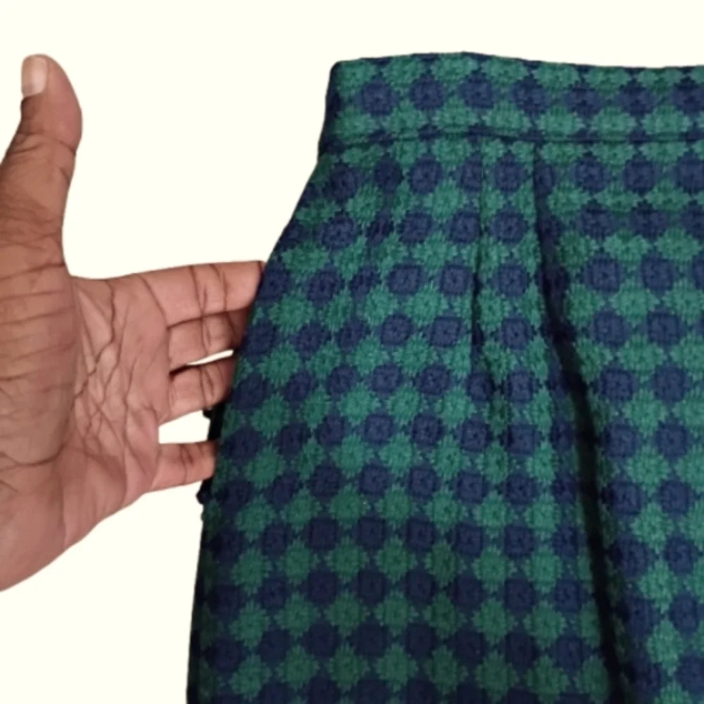 Bleyle 100% Wool Lined Diamond Print 90's Skirt 14P Tweed Old Money Sophisticate